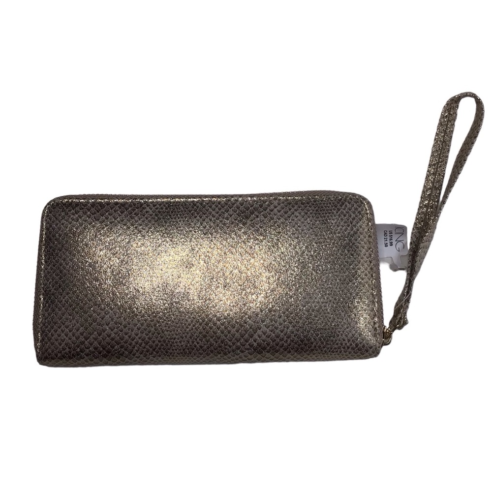 NWT Gold Metallic Faux Snakeskin Wristlet